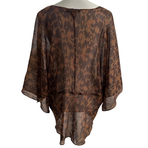 Lauren Ralph Lauren Sheer Lightweight Silk Blend V Neck Blouse Leopard Print 3X - Picture 5 of 6